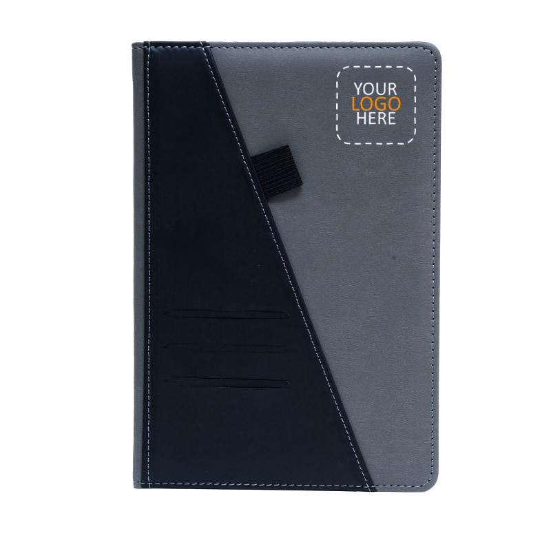 Black and Gray -Premium Quality Soft Thermal PU Notebook With Logo